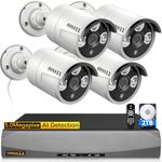 {HD 3K 5.0MP & 60 Days Storage} AI Detected POE Security Camera Systems, OOSSXX 8 Channel Outdoor Surveillance Video System, 4pcs IP67 Waterproof Cameras with Audio, 2TB