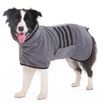 HezzLuv Ultra Absorbent Dog Bathrobe Towel Microfiber Quick Dog Drying Coat Dressing Gown – Adjustable Waist - Comfort & Warmth Dog Drying Coat for Baths, Swims & Muddy Walks (Black, M)