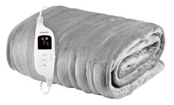 Emperial Heated Throw - Electric Heated Blanket - Machine Washable Fleece with Digital Remote, Timer and 9 Heat Settings (Grey)