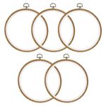 PATIKIL 5 Pieces 6 Inch Embroidery Hoops Frame Round Imitated Wood Circle Cross Stitch Hoop Ring for Embroidery Art Craft Handy Sewing Decoration