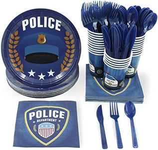 Juvale Police Party Bundle, Includes Plates, Napkins, Cups, Cutlery (24 Guests,144 Pieces)