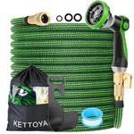 KETTOYA 150FT Expandable Garden Hose, Flexible Water Hose with 10-Pattern Spray Nozzle, Leak-Proof Retractable Heavy Duty Hose Pipe, 4-Layer Latex Core, Durable 3750D, Male Valve Connector, Kink-Free
