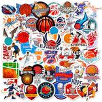 jixiejumo Basketball Stickers 50 Pcs, Sports Vinyl Decal, Waterproof Sticker Pack for Kids, Adults, Laptop, Water Bottle, Party Favors