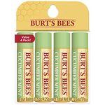 Burt's Bees 100% Natural Moisturizing Lip Balm, Cucumber Mint with Beeswax - 4 Tubes