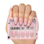 Glamnetic Press On Nails - Cloud 9 | Jelly UV Finish Medium Pointed Almond Shape, Reusable Pink Nail Kit in 15 Sizes, Semi-Transparent - 30 Nail Kit with Glue