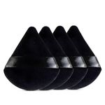 Gleva 4 Pcs Powder Puff Soft Face Makeup Sponge, Loose powder Foundation Blending Sponges Set, Makeup Blender, Contouring, Wedge Triangle Shape Wet & Dry Tool Washable Reusable (Black)