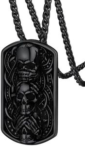 FaithHeart Skull Necklace, Punk Skeleton Pendant, Stainless Steel Cool Gothic Skull Jewelry Customizable with Gift Packaging, Stainless Steel, No Gemstone, TP60394H-U