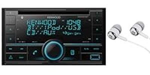 Kenwood DPX530BT / NUTEK Earbuds Double-DIN in-Dash CD /MP3 /USB Bluetooth AM/FM Car Stereo Receiver High Resolution Audio Compatibility Pandora/iHeart Radio/SiriusXM/iPhone and Android App Ready