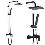 Matte Black Exposed Shower System Set 8 Rain Shower Single HandleTriple Function Tub Spout Shower Faucet Fixture Combo Unit Set