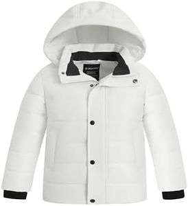 wantdo Boys' Winter Coat Waterproof Puffer Jacket Thicken with Hood White 10-12