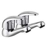 JASSFERRY Chrome Pair of Basin Taps Hot and Cold Water Bathroom Sink Tap Top Lever Handle 1/2" Faucets, Set of 2