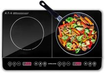 Andrew James Double Induction Cooker 2000W, Portable Electric Hob with Hot Plate | Electric Induction Cooker with Touch Controls & 10 Heat Settings, Portable Stove for cooking on the go (Double Black)