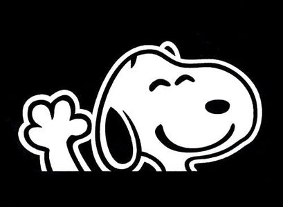 Snoopy Waving Hi Car Window Vinyl Decal Sticker | 6 X 3.2 in CCI198