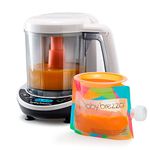 Baby Brezza One Step Baby Food Maker Deluxe - Cooker and Blender in One to Steam and Puree Baby Food for Pouches - Make Organic Food for Infants and Toddlers - Set Includes 3 Pouches and 3 Funnels