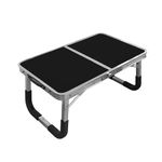 SNKR ESSENTIALS Study Table Foldable Wooden Laptop Bed Tray Table, Multifunction Lap Tablet Desk with Cup Holder, Perfect for Eating Breakfast, Reading Book,Working,Watching (Light-Black)