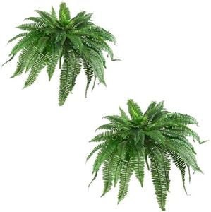 Nearly Natural Potted or Hanging Artificial Boston Fern | Fake Plant, Green, 48 Inch, Set of 2