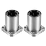 HiPicco Linear Ball Bearings, LMK25UU 25mm Square Flange Linear Motion Bushing Double Side Rubber Sealed for 25mm Linear Shaft CNC Machine 3D Printer 2 Pack