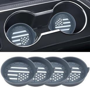 Amooca Car Cup Coaster Universal Non-Slip Silicone Cup Holder Insert Car Interior Accessories for Drink American Flag US Flag 4 Pack Grey