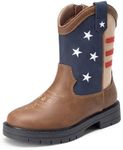DREAM PAIRS Boys Girls Cowboy Boots Kids Toddler Western Riding Mid Calf Boots with Side Zipper,Size 12 Little Kid,Brown/Navy,KKUMMB2504