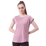 berge' Ladies Jacquard Polyester Dry Fit Textured Western Slim Fit Shirts & Women, Quick Drying & Breathable Fabric, Gym Wear Tees & Workout Tops, Running, Womens (Dusky Pink Colour), Medium