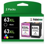 Palmtree Remanufactured Ink Cartridge Replacement for HP 63XL 63 XL to use with HP OfficeJet 3830 Envy 4520 4512 4513 OfficeJet 4650 5255 5258 3833 Deskjet 1112 2130 2132 Printer (1 Black, 1 Color)