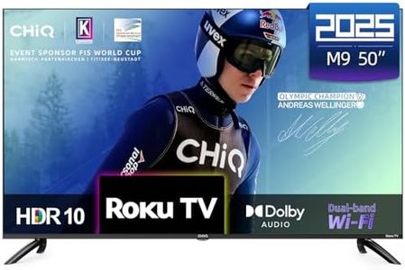 CHiQ U50QM9K 50 inch 4K Smart TV, QLED TV, Roku TV, 4K UHD, HDR10 HLG, Dolby Audio, Works with Alexa, DVB-T2/T/C/S/S2, Support Apple Air-Play, Google Assistant, Prime Video, HDMI2.1, USB2.0