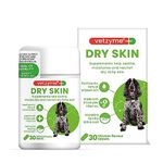 Vetzyme Dry Skin Tablets for Dogs (30 Tablets) - Dry and Itchy Skin Relief, Promotes Healthy and Smooth Skin, Tasty Chicken Flavour