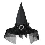 Lusofie Black Witches Hat Lace Halloween Witch Hat Halloween Black Hat Halloween Costume Party Decoration Accessories