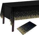 PLULON 2Pcs Black Gold Dot Tableclo