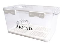 Xbopetda Bread Storage Container, Plastic Bread Box BPA-Free, Bread Bin for Kitchen Counter Airtight, Time Recording Bread Container with Lid, Bread Storage for Homemade Bread Bagel Rolls Loaf (Clear)