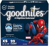 Goodnites Nighttime Bedwetting Underwear, Boys' XS (28-43 lb.), 99 Ct (3 Packs of 33), Packaging May Vary