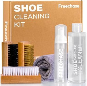 Freechase Shoe Cleaner Kit for Sneaker - 8.5 Oz Shoe Cleaning Kit with Shoe Brushes & Towel, White Sneaker Cleaner Kit, Shoe Cleaner for Tennis Shoe Suede Mesh Knit Leather Shoe, and Most Materials
