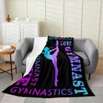 Love Gymnastics Flannel Fleece Throw Blanket Kids,Floor Exercises Neon Blue Purple Fuzzy Blanket for Bed Sofa Couch,Athletics Bed Blanket Breathable Plush Blanket Room Decor Twin 60"x80"