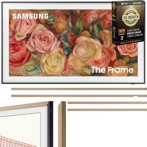 SAMSUNG QN65LS03DA 65 inch The Frame QLED 4K Smart TV (2024 Model) Bundle with 65 inch Bezel Teak and 2X 4K HDMI Cable & Deco Gear CPS Exclusive 26 Month Protection Pack Bundle (BEACH-CPS-262000)