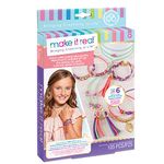 Make It Real Gold-Link Suede Bracelets Kit - Create 6 Unique Cord & Tassel Charm Bracelets, 112 Pieces, Includes Play Tray, DIY Link & Bead Jewelry Kit|Arts & Crafts, Girls Kids Ages 8+|Made in India