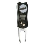 Team Golf NHL San Jose Sharks Switchfix Divot Tool with Double-Sided Magnetic Ball Marker, Features Patented Single Prong Design, Causes Less Damage to Greens, Switchblade Mechanism