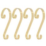 Haute Decor Stocking Scrolls Holiday Christmas Stocking Hanger Holder, Fits Most Mantels and Holds Up to 10 Pounds, Gold/Brass (4 Pack)