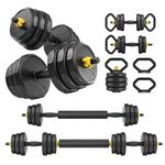 FEIERDUN Adjustable Dumbbells, 40lbs Dumbbell Set, 5 in 1 Free Weight Set Used as Barbell, Kettlebells, Push up Stand, Weights for Home Gym Suitable Men/Women