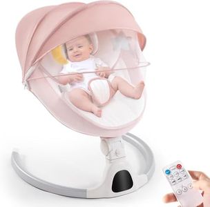 Baby Swing for Infants,Comfort Cradling Baby Rocker Portable Newborn Swing with Music/Remote Control/Timing Function,Grey (Pink)