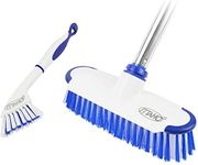 ITTAHO Multi-Use Floor Scrub Brush with Long Handle, Extendable Grout Cleaner Brush, Adjustable Floor Cleaning Brush with Small Deep Cleaning Brush Set for Tile, Floor, Deck, Patio,Garage,Kitchen