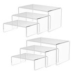 Acrylic Display Risers, Clear Product Stand, Jewelry Display Riser,Shelf Showcase Fixtures For Collectibles Display (3 Sizes S (2Sets))