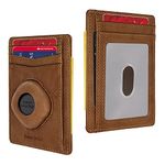 SwanScout Wallet for SmartTag & SmartTag+ Plus, Slim Wallet Version, RFID Blocking Genuine Leather Front Pocket Wallet with Gift Box (Brown)