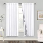 XWZO White Blackout Curtains 2 Panels - Heat and Full Light Blocking Thermal Insulating Back Tab & Rod Pocket Bedroom Curtains with Tiebacks for Nursery RIdeaux, W52 x L72