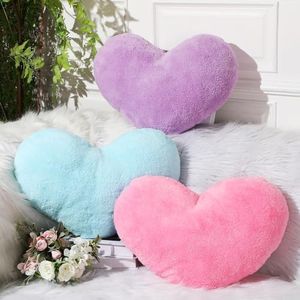 Unittype 3 Pieces Heart Shaped Pillow Plush Cute Fluffy Cushion Heart Throw Pillow Decorative Back Cushions for Gift Living Dining Room Bed Sofa, 15.75 Inch(Blue, Light Pink, Violet)