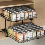 ZDDLOINP Pull Out Spice Racks for Inside Cupboard, 2 Tier Spice Rack, Spice Rack for Cabinet Height Adjustable, Heavy Duty Slide Out Spice Racks Organizer L10.7*W13.5*H9.4inch