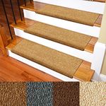 Carpet Stair Treads – Non-Slip Bullnose Carpet for Stairs – Indoor Stair Pads – Self-Adhesive & Easy Installation – Pet & Child Friendly – Skid Resistant & Washable – 14- Pack Brown 10" x 30"x 1.3”