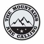 The Mountains Are Calling - Light Gray & Black, Vinyl Decal Bumper Sticker Outdoor Camping Hiking Rock Climbing Off Road Sticker