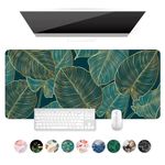 Auhoahsil Desk Mat, Ultra Large Mouse Pad, XXL Gaming Mousepad, Green Tropical Leaves Desk Pad, Big Extended Full Size Mouse Pad, Desktop Desk Matt for Keyboard, Laptop & Computer, 35.5 x 15.7 in