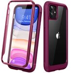 Diaclara iPhone 11 Case, 360° Full Body with Built-in Screen Protector Touch Sensitive Shockproof Anti-Scratch Soft TPU Bumper Case Cover Clear Designed for iPhone 11 6.1" -Wine Red