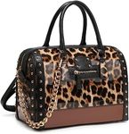 Shiny Patent Faux Leather Handbags Women Barrel Purses Top Handle Satchel Bags Shoulder Bag (Large Leopard)